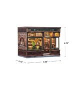 Corner Coffee Shop DIY Book Nook Kit | Wooden Bookshelf Insert with LED - Image 8