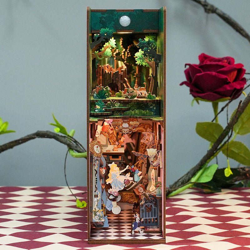 Alice's Adventure Book Nook Kit DIY Miniature Wonderland Scene with LED Lights - Image 2