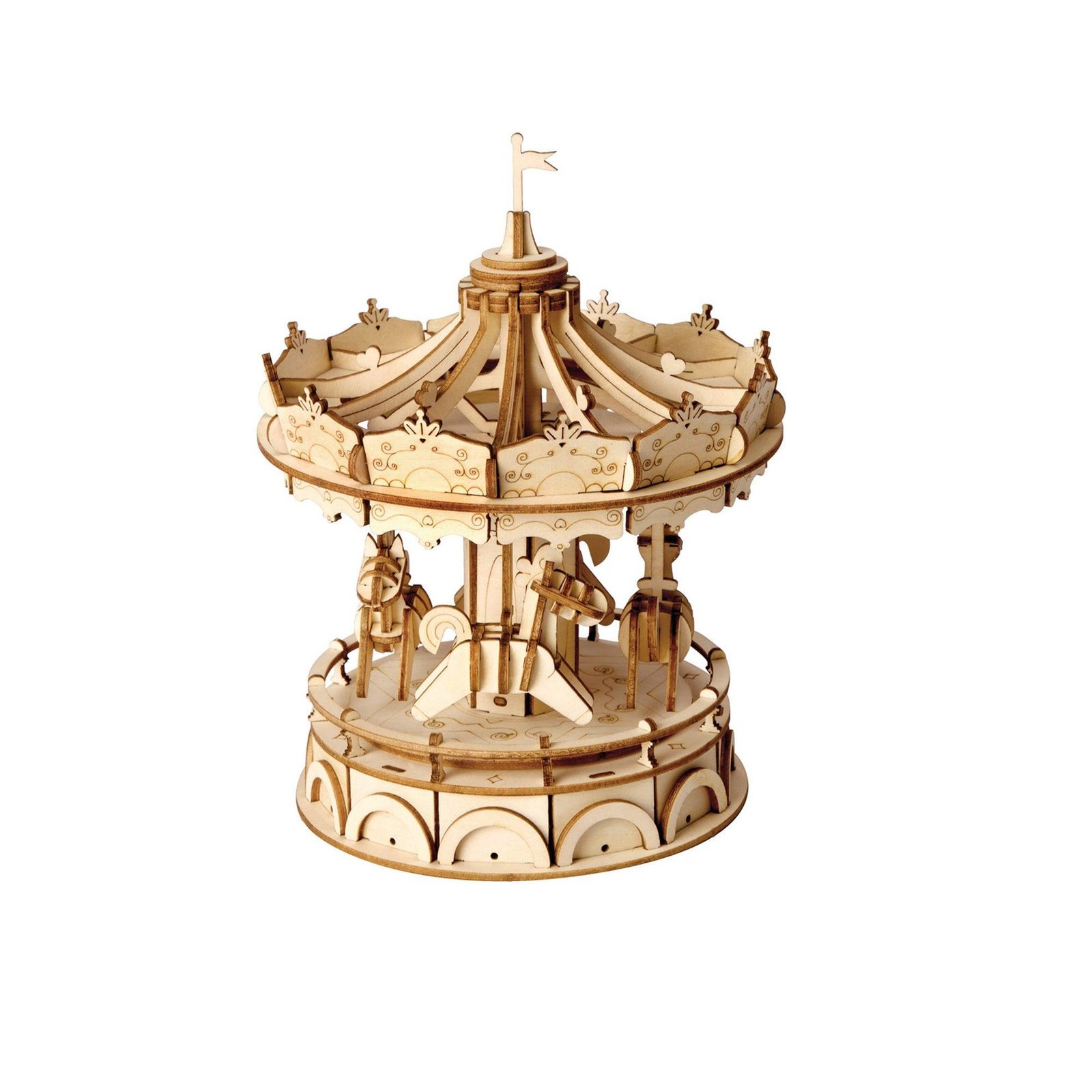 Hands_Craft_DIY_Miniatures_3D_Wooden_Puzzle_Classic_Carousel.jpg Classic Carousel 3D Wooden Puzzle - Image 1