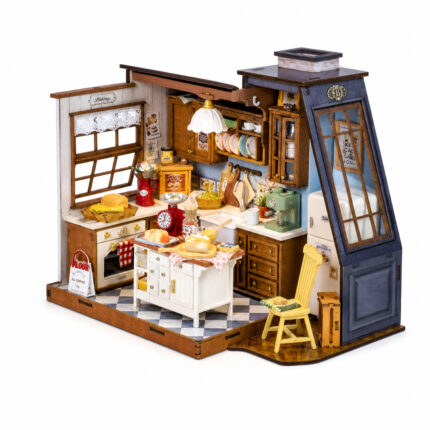 Book Nook kit Baking Kitchen DIY Kit, vintage kitchen book nook kit with island, oven and baking accessories