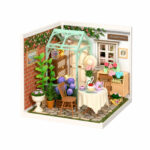 Book Nook kit Blooming Tea Garden DIY Kit, floral garden book nook kit with tea table and mint-green canopy