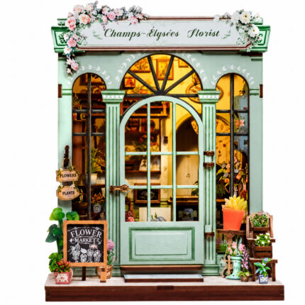 Book Nook Champs-Élysées Florist DIY Kit Parisian flower shop book nook kit for shelf décor