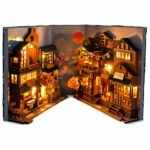 Cherry Blossom Street DIY Book Nook Kit Miniature Sakura Alley with illuminated Japanese shops and blossoms