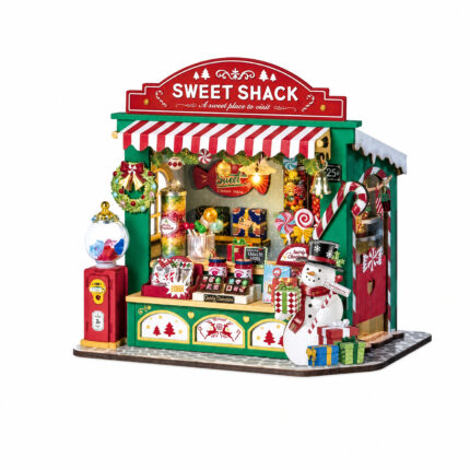 Book Nook kit Christmas Candy Stand DIY Kit, festive candy-shop book nook kit with snowman and sweet displays