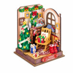 Book Nook kit Christmas Fireplace DIY Kit, festive book nook kit with tree, rocking chair and holiday gifts