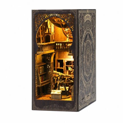 Book Nook Kit Cutebee Museum of Astronomy DIY Kit with telescope, celestial panels, balconies, and warm LED lighting