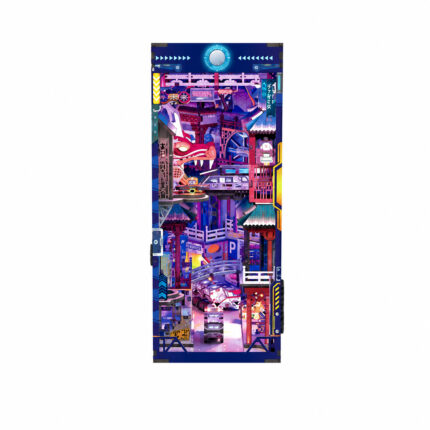 Book Nook Kit – Cyber City DIY Mini Scene neon cyberpunk book nook kit for shelf décor and display