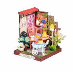 Book Nook kit Fancy Tea Yard DIY Kit, garden tea-party book nook kit with flowers and miniature furniture