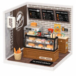 Book Nook kit Golden Wheat Bakery DIY Kit, miniature bakery book nook kit with breads and pastry display case