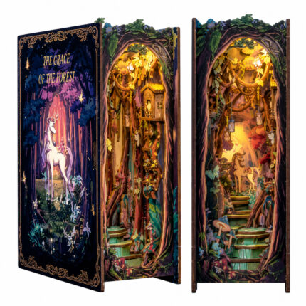 Book Nook Kit – Grace of the Forest w/ Dust fantasy woodland book nook kit with protective dust cover