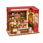 Book Nook kit Honey Dessert Talk DIY Kit, red patisserie book nook kit with cakes, sweets and pastry counter