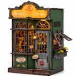 Book Nook kit Magic Shop DIY Kit detailed miniature magic shop book nook kit with green storefront for shelf décor