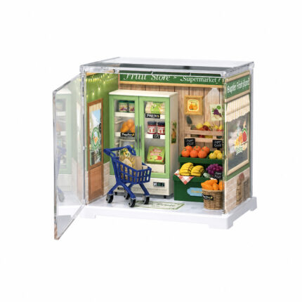 Book Nook kit Nature Energy Fruits DIY Kit, miniature fruit store book nook kit with produce and shopping cart