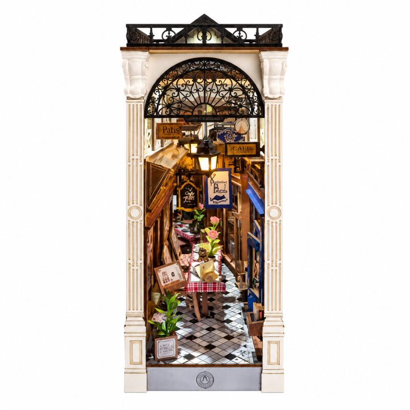 Book Nook Kit – Paris Arcade Date DIY Mini Scene Parisian arcade book nook kit for shelf décor and gifting