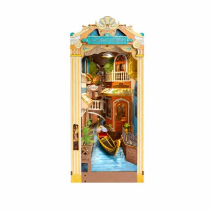 Romantic Venice DIY Book Nook Kit with Dust Cover, gondola, canal, balconies, and classical facade