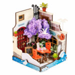 Book Nook kit Sea Holiday Restaurant DIY Kit, coastal book nook kit with purple tree, orange seating and wave base
