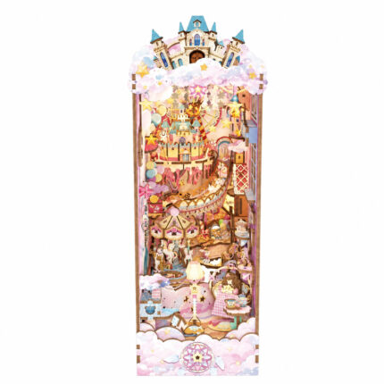Book Nook kit Sweet Dream DIY Kit pastel fantasy book nook kit with castle, carousel, and cloud scene