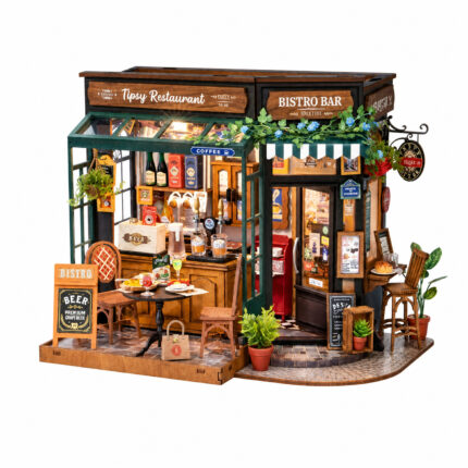 Book Nook kit Tipsy Restaurant DIY Kit, European-style miniature bistro book nook kit with outdoor dining