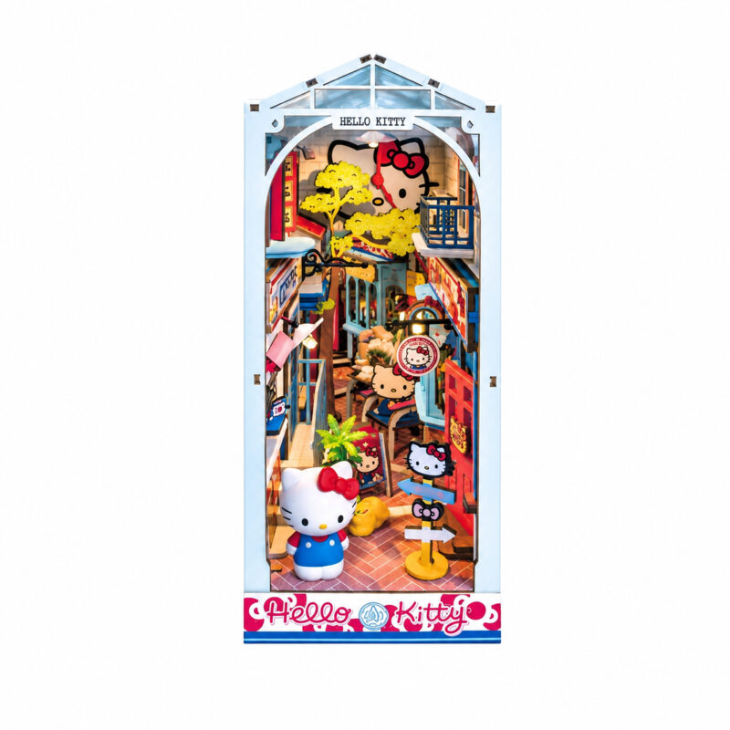 Book Nook Kit – Town Square DIY Mini Scene colorful town street book nook kit for shelf décor and display