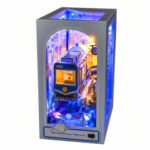 Book Nook Kit Underwater World DIY Kit with blue LED cabinet, ocean train, corals and illuminated sea scene on white