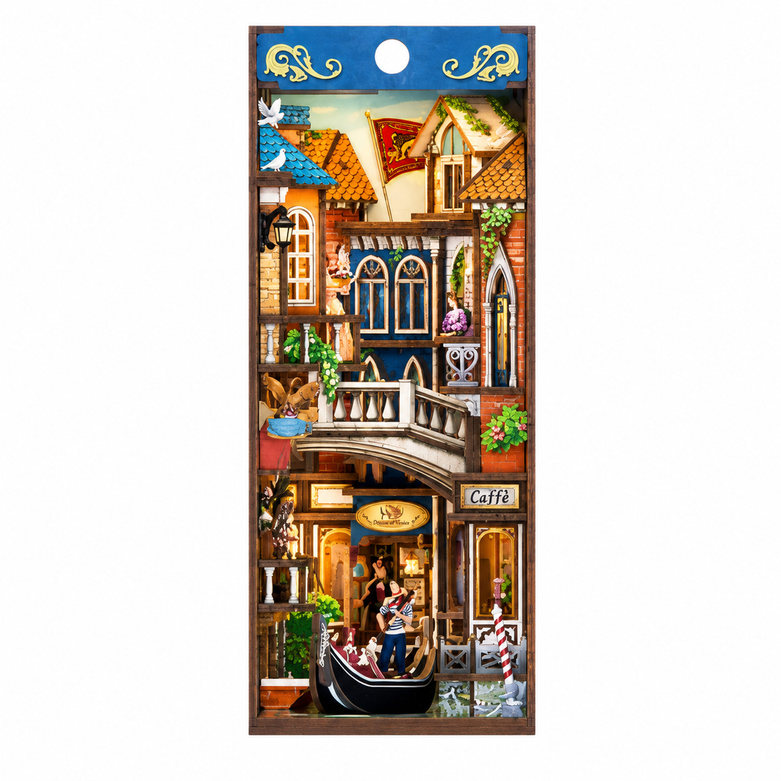 Book Nook Kit Venetian Dreams DIY Kit Venetian canal book nook kit with gondola for shelf décor