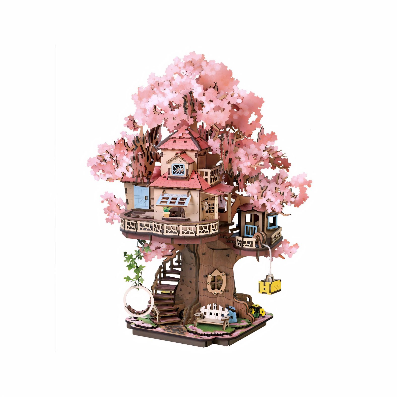 Sakura-inspired Japanese book nook kit with warm lights and decorative shelf scene