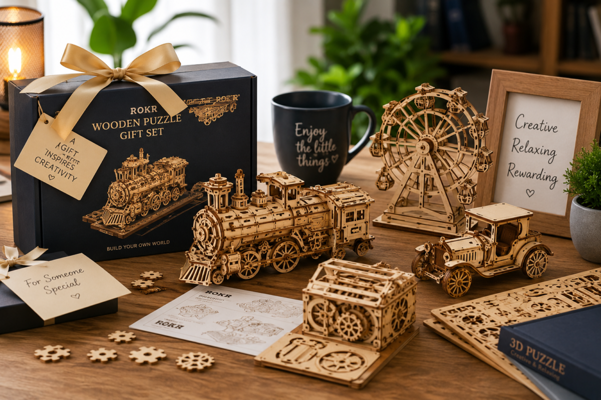 Creative 3D puzzle gift for adults with wooden model pieces