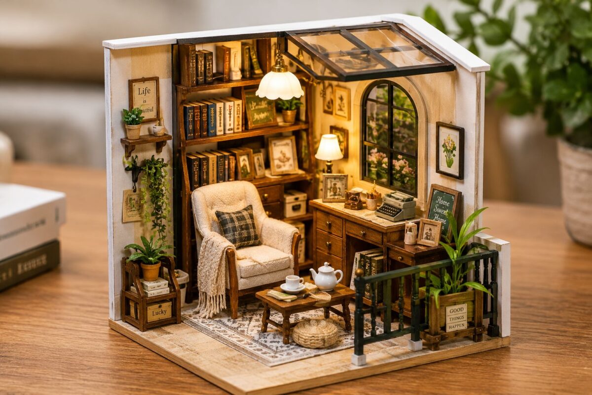 Cozy DIY miniature kit gift idea with detailed room scene