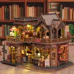 Letter Coffee wooden café model with detailed bookshop rooms, balconies and miniature décor