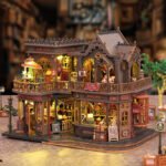 Letter Coffee DIY house kit on a white background showing the complete café and bookshop model